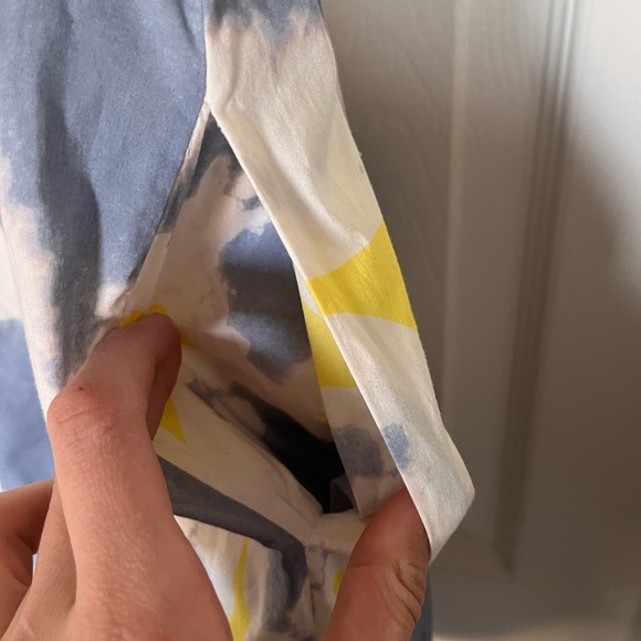 DIANE VON FURSTENBURG BLUE YELLOW AND WHITE WATERCOLOR COTTON WRAP DRESS SIZE 2 - Picture 5 of 10